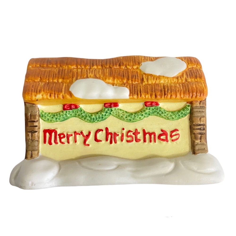 LEMAX 1991 Dickensvale Collectibles Porcelain MERRY CHRISTMAS Village Sign